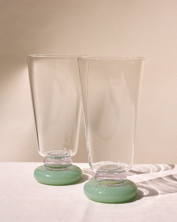 Maison Balzac clear glasses with green base